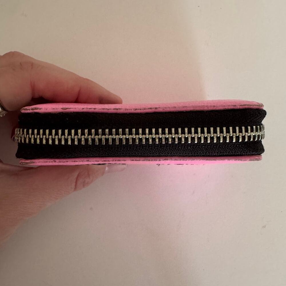 Min & Mon Bubblegum Pink Leather Frodo Wallet All Over Eyes Embroidery - Picture 4 of 8